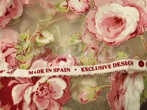 ORGANZA RÓŻOWE RÓŻE 40/224cm