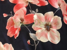 SZYFON GRANATOWY W KWIATY RÓŻOWE