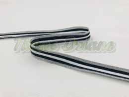 LAMPAS ELASTYCZNY BIAŁO-CZARNO-SREBRNYM 25mm