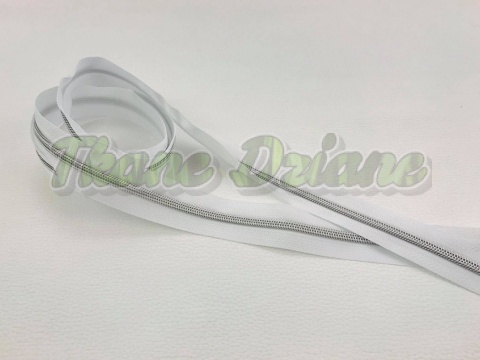 OFERTA HURTOWA 10m TAŚMA SUWAKOWA BIAŁO-SREBRNA, SPIRALNA #5