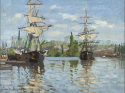 PANEL WELUR TAPICERSKI "Ships Riding on the Seine at Rouen" 45 X 37 cm