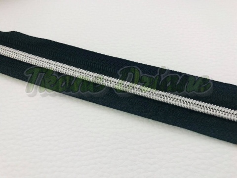 TAŚMA SUWAKOWA SREBRNA NA CZARNEJ TAŚMIE #5