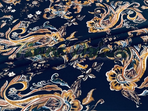 WISKOZA TKANINA PAISLEY GRANATOWA