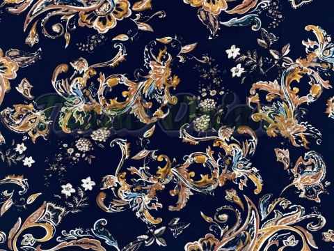 WISKOZA TKANINA PAISLEY GRANATOWA