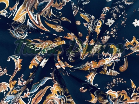 WISKOZA TKANINA PAISLEY GRANATOWA