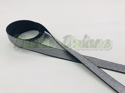 GUMA DZIANA CZARNA ZE SREBRNĄ NITKĄ 20 mm