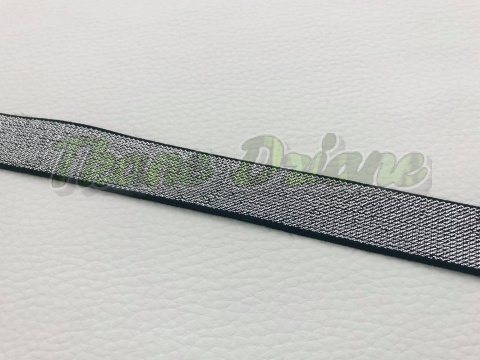 GUMA DZIANA CZARNA ZE SREBRNĄ NITKĄ 20 mm