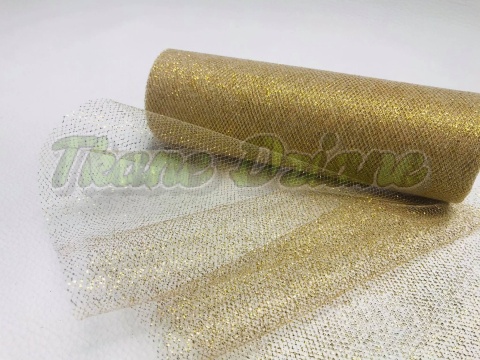 TIUL NA ROLCE ZŁOTY HOLOGRAM 15X900 cm