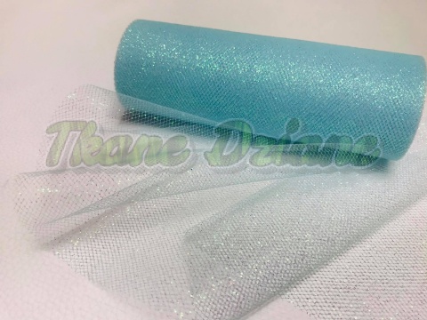 TIUL NA ROLCE BŁĘKITNY HOLOGRAM 15X900 cm