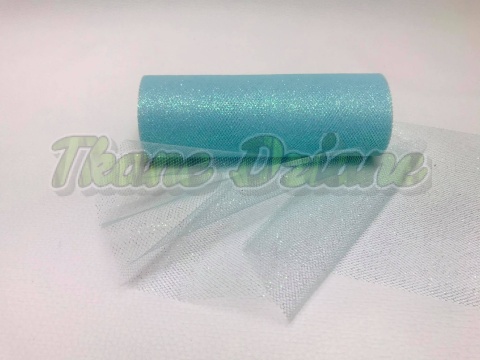 TIUL NA ROLCE BŁĘKITNY HOLOGRAM 15X900 cm