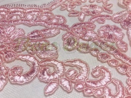 KORONKA GIPIURA RÓŻOWA NA TIULU - TAŚMA