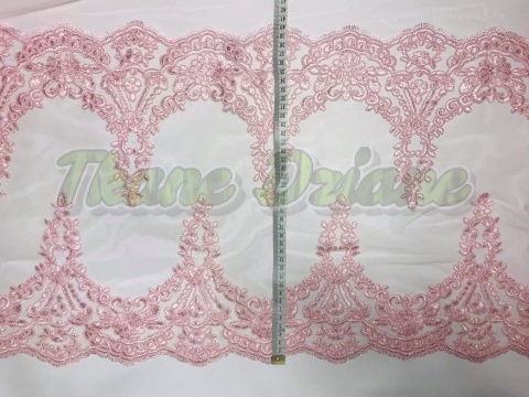 KORONKA GIPIURA RÓŻOWA NA TIULU - TAŚMA