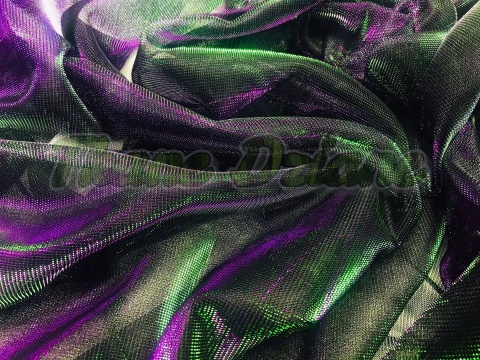 TIUL DWUTONOWY HOLO FIOLOTOWO-ZIELONY