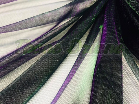 TIUL DWUTONOWY HOLO FIOLOTOWO-ZIELONY