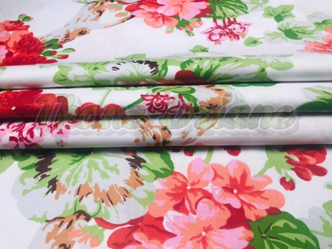 BAWEŁNA WZÓR PELARGONIE