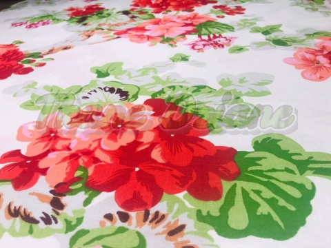 BAWEŁNA WZÓR PELARGONIE