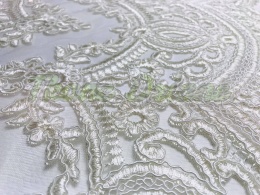 KORONKA GIPIURA ŚMIETANKOWA NA TIULU - TAŚMA