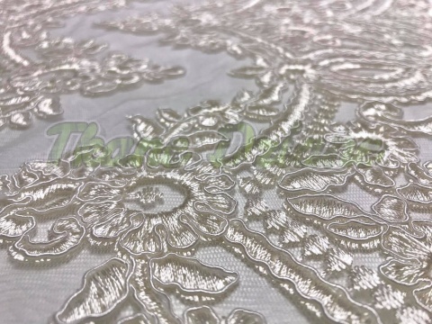 KORONKA GIPIURA ŚMIETANKOWA NA TIULU - TAŚMA