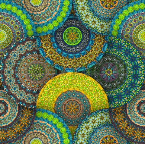 POLIESTER WODOODPORNY MAROKO MANDALA ŻÓŁTA POLIESTER WODOODPORNY MAROKO MANDALA ŻÓŁTA