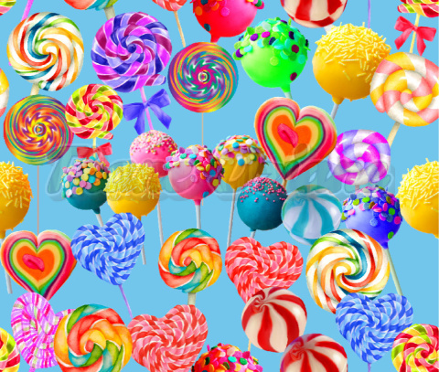 DZIANINA AMBER- LOLLIPOPS NA NIEBIESKIM DZIANINA AMBER- LOLLIPOPS NA NIEBIESKIM