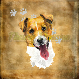 PANEL POLIESTER WODOODPORNY JACK RUSSELL TERRIER PORTRET BEŻ