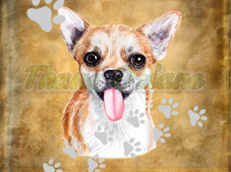 PANEL WELUR TAPICERSKI CHIHUAHUA PORTRET BEŻ