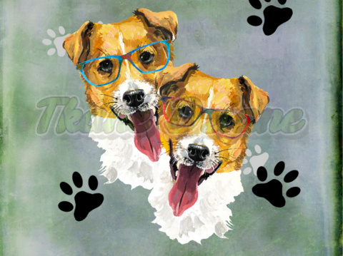 PANEL WELUR TAPICERSKI DWA JACK RUSSELL TERRIERY