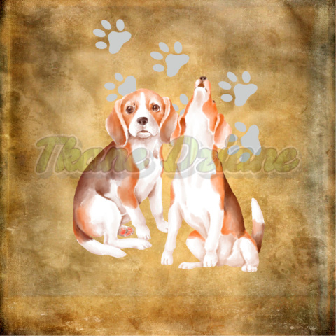 PANEL POLIESTER WODOODPORNY DWA BEAGLE TŁO BEŻ 2 PANEL POLIESTER WODOODPORNY DWA BEAGLE TŁO BEŻ 2