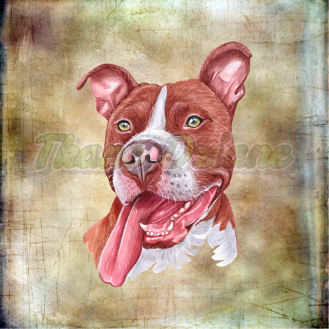 PANEL WELUR TAPICERSKI PITBULL BRĄZOWY TŁO BEŻ PANEL WELUR TAPICERSKI PITBULL BRĄZOWY TŁO BEŻ
