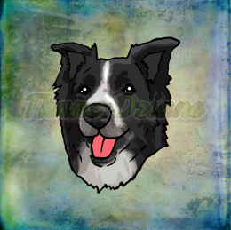 PANEL WELUR TAPICERSKI BORDER COLLIE PORTRET TŁO PASTEL MULTICOLOR