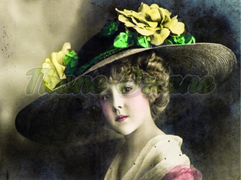 PANEL WELUR TAPICERSKI KOBIETA W KAPELUSZU