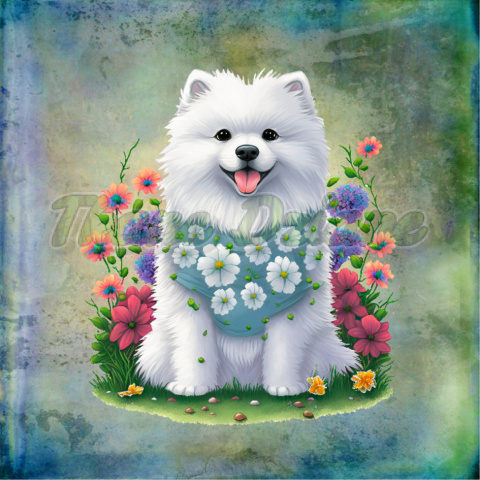 PANEL POLIESTER WODOODPORNY SAMOYED W BANDAMIE TŁO PASTEL MULTIKOLOR PANEL POLIESTER WODOODPORNY SAMOYED W BANDAMIE TŁO PASTEL MULTIKOLOR