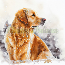 PANEL POLIESTER WODOODPORNY GOLDEN RETRIEVER ZIMOWY