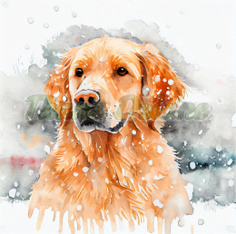 PANEL POLIESTER WODOODPORNY GOLDEN RETRIEVER PORTRET ZIMOWY