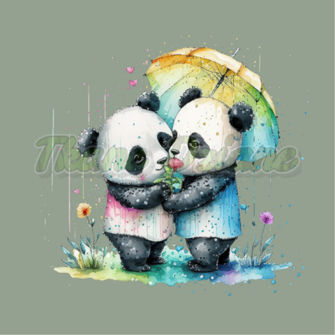 PANEL POLIESTER WODOODPORNY PANDA POD PARASOLEM NA SZARYM PANEL POLIESTER WODOODPORNY PANDA POD PARASOLEM NA SZARYM
