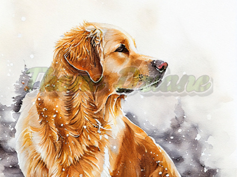 PANEL WELUR TAPICERSKI GOLDEN RETRIEVER ZIMOWY