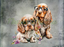 PANEL DRUKOWANY COCKER SPANIEL SZCZENIAKI TŁO PASTEL SZARY NR 10