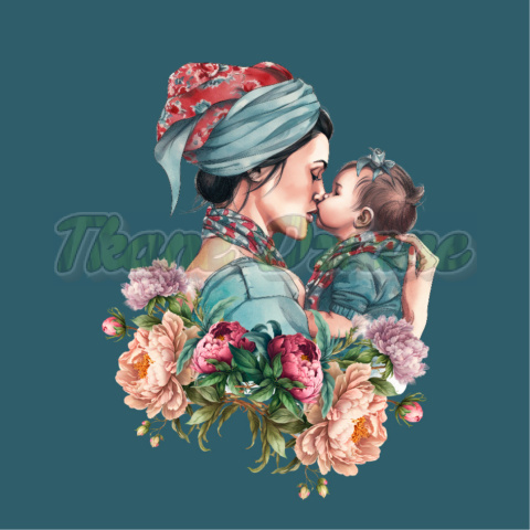 PANEL MAMA Z DZIECKIEM W PIWONIACH NR 22 TŁO JEANS PANEL MAMA Z DZIECKIEM W PIWONIACH NR 22 TŁO JEANS
