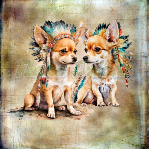 PANEL DRUKOWANY DWA CHIHUAHUA TRIBAL TŁO NUDE NR 1 PANEL DRUKOWANY DWA CHIHUAHUA TRIBAL TŁO NUDE NR 1