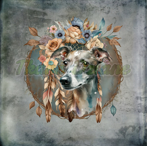 PANEL DRUKOWANY WHIPPET CHART GREYHOUND TRIBAL TŁO PASTEL SZARY NR 12 PANEL DRUKOWANY WHIPPET CHART GREYHOUND TRIBAL TŁO PASTEL SZARY NR 12