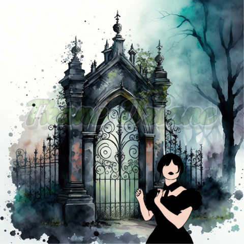 PANEL DRUKOWANY GOTHIC GIRL I BRAMA NIEBIESKA NR 11 PANEL DRUKOWANY GOTHIC GIRL I BRAMA NIEBIESKA NR 11