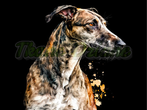 PANEL DRUKOWANY WHIPPET CHART GREYHOUND PORTRET SZYLKRETOWY NA CZARNYM NR 16