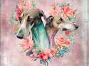 PANEL DRUKOWANY ZAKOCHANE WHIPPET CHART GREYHOUND TŁO BABY PINK NR 6