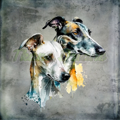 PANEL DRUKOWANY PORTRET DWA WHIPPET CHART GREYHOUND TŁO PASTEL SZARY NR 10 PANEL DRUKOWANY PORTRET DWA WHIPPET CHART GREYHOUND TŁO PASTEL SZARY NR 10