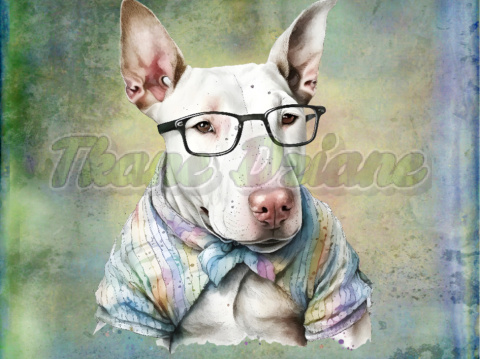 PANEL DRUKOWANY BULLTERRIER PORTRET TŁO PASTEL MULTICOLOR NR 7