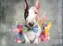 PANEL DRUKOWANY BULLTERRIER Z MUCHĄ TŁO PASTEL SZARY NR 9