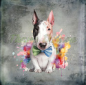 PANEL DRUKOWANY BULLTERRIER Z MUCHĄ TŁO PASTEL SZARY NR 9