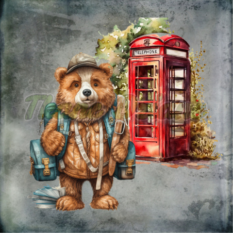 PANEL DRUKOWANY MIŚ TURYSTA W LONDYNIE Z BUDKĄ TELEFON TŁO PASTEL SZARY NR 2 PANEL DRUKOWANY MIŚ TURYSTA W LONDYNIE Z BUDKĄ TELEFON TŁO PASTEL SZARY NR 2