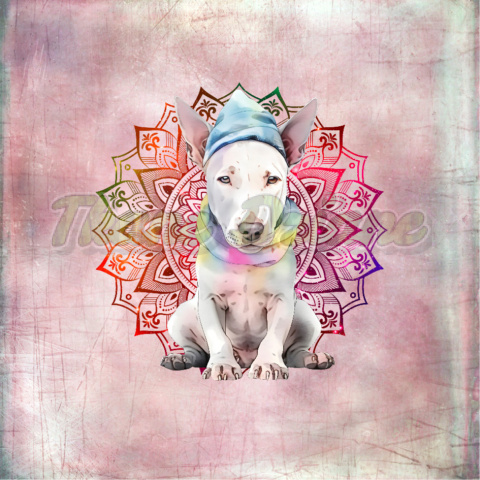 PANEL DRUKOWANY BULLTERRIER Z MANDALĄ TŁO BABY PINK NR 1 PANEL DRUKOWANY BULLTERRIER Z MANDALĄ TŁO BABY PINK NR 1
