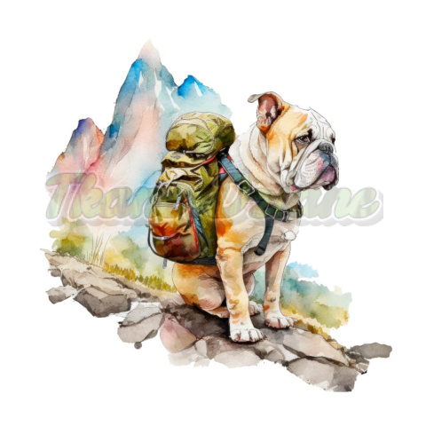 PANEL DRUKOWANY BULDOG TURYSTA TŁO BIAŁE